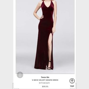 David's Bridal Velvet Prom Dress